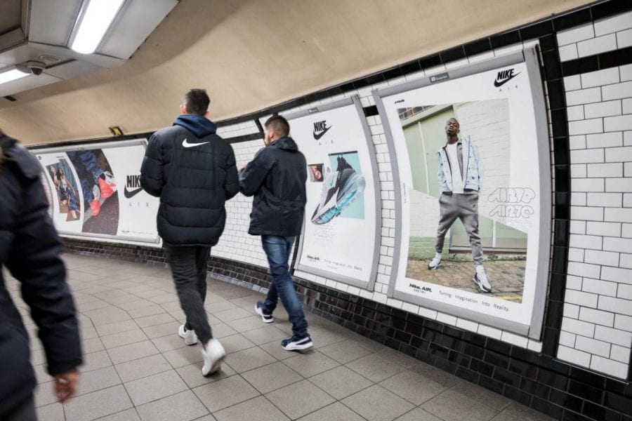 London Underground advertising campaign - tube station platform poster and escalator panel advertising